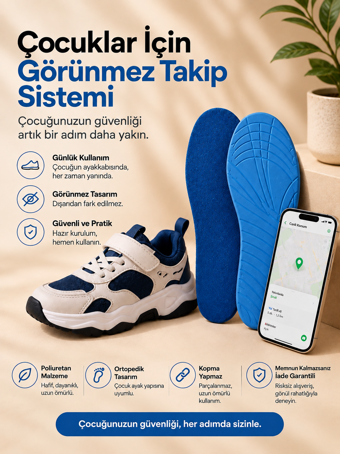 Çocuklar İçin GPS Takip Edilebilir Ayakkabı Tabanı